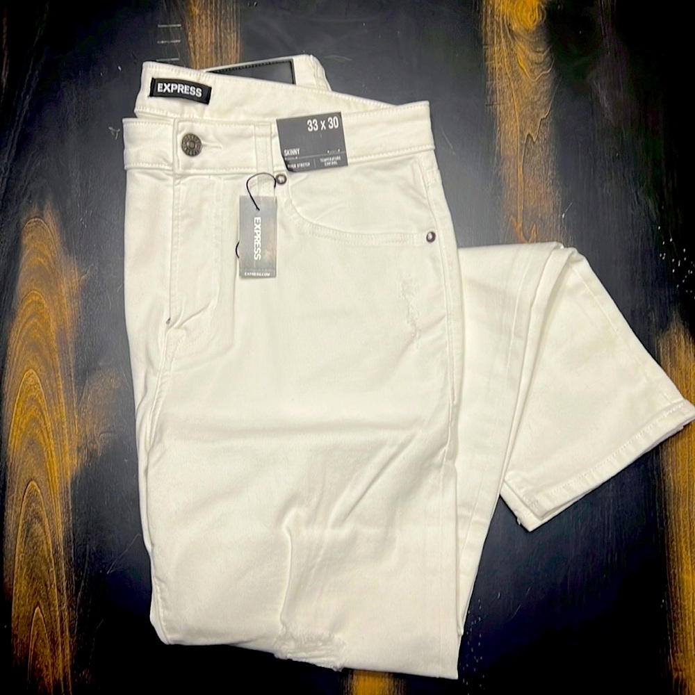 Express Men’s skinny jean, White, 33x30